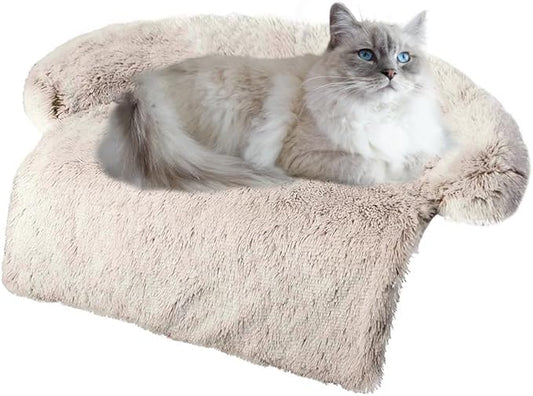 Tinaco Luxurious Calming Dogs/Cats Bed Mats, Washable Removable Couch Cover, Plush Long Fur Mat for Pets, Waterproof Lining, Perfect for Small, Medium and Large Dogs and Cats (Gradient Brown, M)