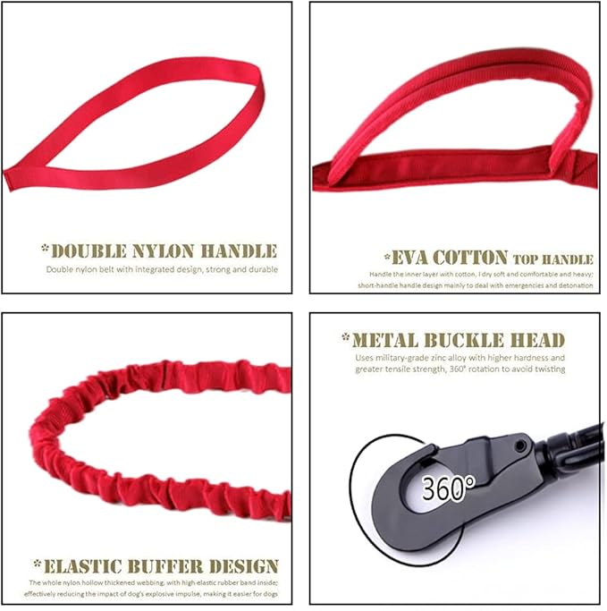 Xqpetlihai Tactical Dog Collar and Leash Set Adjustable Military Nylon Dog Collar with Control Handle and Heavy Duty Metal Buckle for Large Dogs(Red M