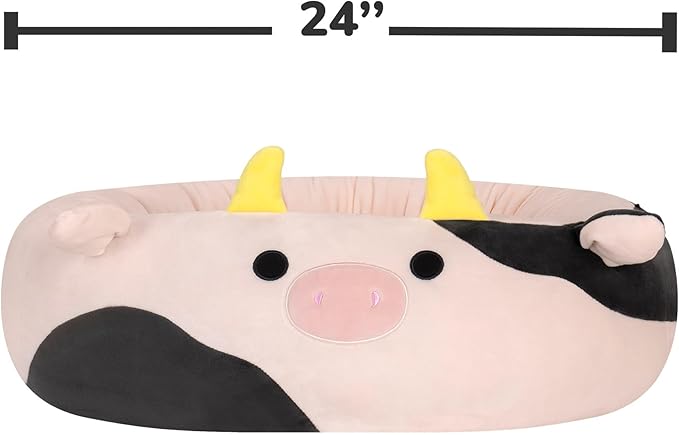 Squishmallows Original 24-Inch Connor The Cow Pet Bed - Medium-Sized Ultrasoft Official Jazwares Plush Pet Bed