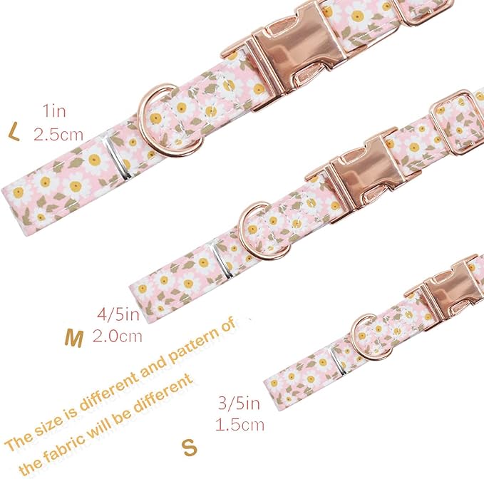 Metal Buckle Dog Collar, Durable Adjustable Dog Collar Soft for Small Medium Large Dogs (001-Pink, L(15-23in)