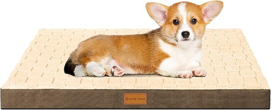 Patas Lague Orthopedic Dog Bed for Small Dogs, Waterproof Soft Warm Comfortable Egg Crate Foam Small Pet Beds Mat with Removable Washable Cover and Nonskid Bottom, 20''X15'' Brown