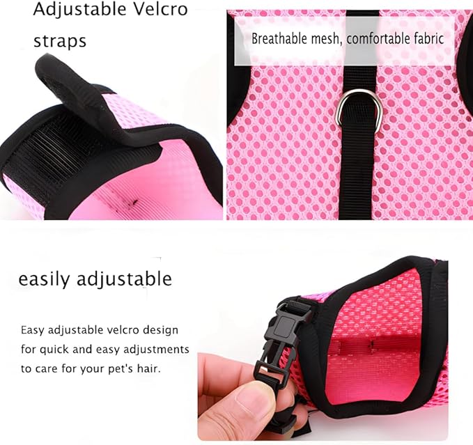 Bunny Harness and Leash Set, Rabbit Vest Hamster Leash Mesh Eescape Proof Walking Training for Small Animal Pets Bunnies Squirrel Ferret,Pink L