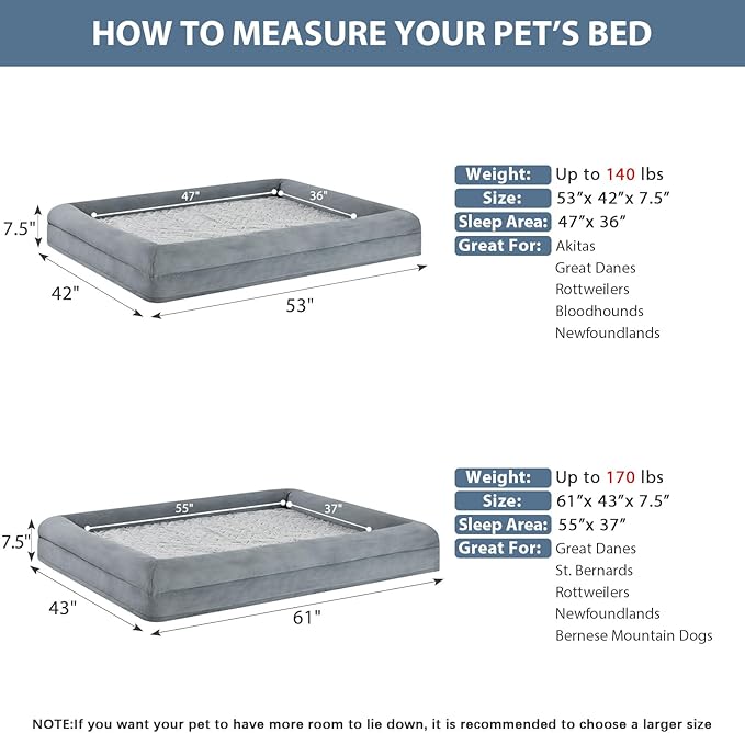 WNPETHOME Washable Dog Beds for Large Dogs, XXXL Dog Couch, Orthopedic Dog Sofa Bed with Removable & Waterproof Cover, Extra Large Dog Bed with Bolster Sides for Sleeping, Big Dog Couch Bed with Sides