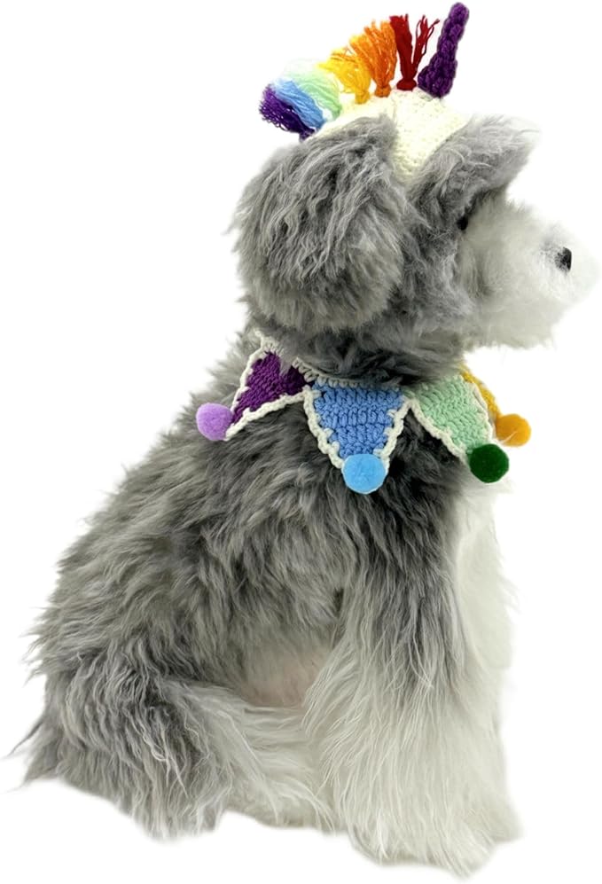 Cat Costume,Unicorn Handmade Knitted Dog Costume,Rainbow Dog Outfit,Cat Birthday Clothes(Rainbow2)
