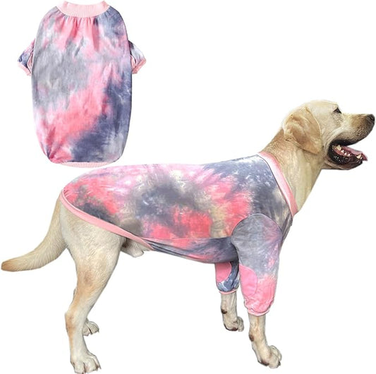 Tie Dye Dog Shirt for Large Dogs Breathable Cotton Dog Clothes Dog Pajamas Big Dogs Shirts Boy Girl XL, Pink Tiedye