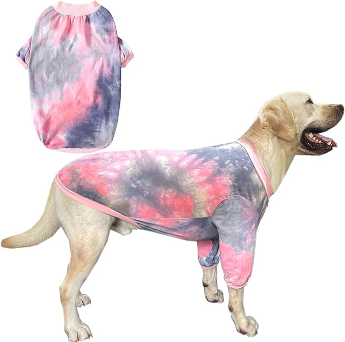Tie Dye Dog Shirt for Large Dogs Breathable Cotton Dog Clothes Dog Pajamas Big Dogs Shirts Boy Girl 3XL, Pink Tiedye