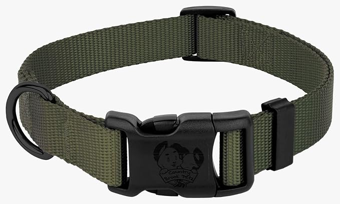 Country Brook Petz - American-Made Dog Collar for Large, Medium, and Small Dogs and Puppies - Deluxe Heavy Duty Nylon in 33 Dazzling Colors (Extra Large, 1 Inch Wide, Dark Olive Drab)