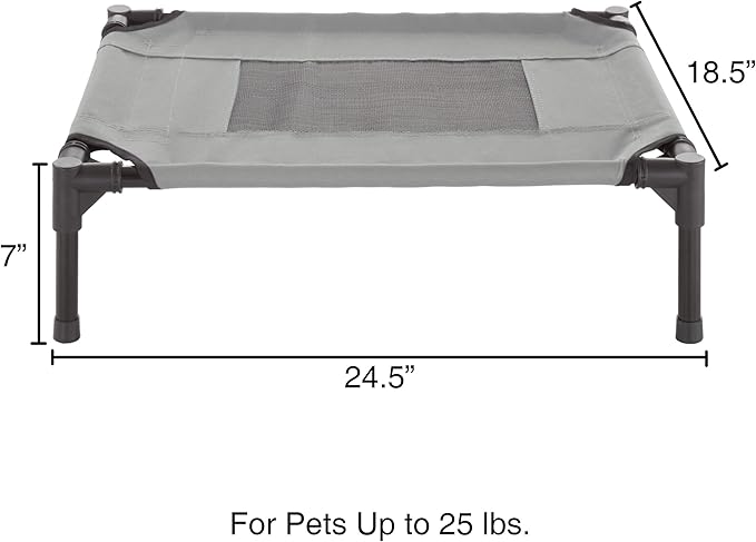 PETMAKER Elevated Dog Bed - 24.5x18.5-Inch Portable Pet Bed with Non-Slip Feet - Indoor/Outdoor Dog Cot or Puppy Bed for Pets up to 25lbs (Gray)