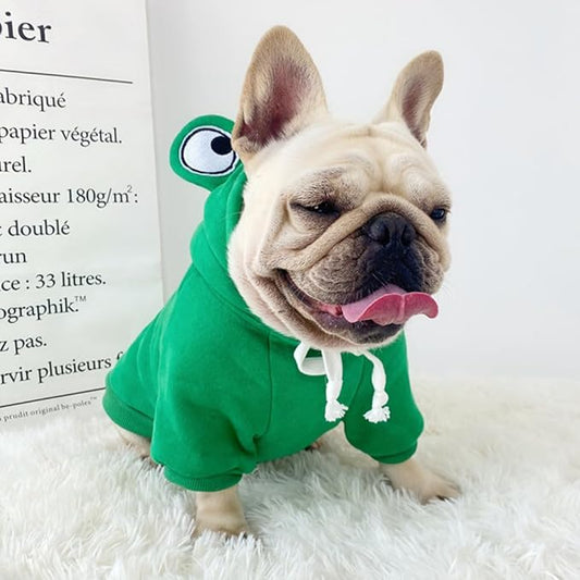 ANIAC Funny Pet Clothes for Small Dog Cat Girl Male Frog Dog Hoodies Warm Doggy Sweatshirt Coat with Eye Hood Fall Puppy Cat Apparel Christmas Halloween Frog Dog Costume (Green, X-Large)