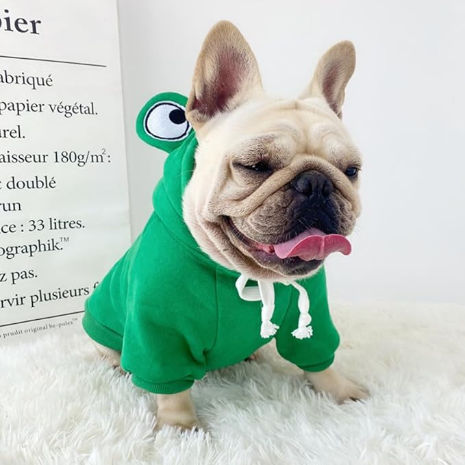 ANIAC Funny Pet Clothes for Small Dog Cat Girl Male Frog Hoodies Warm Sweatshirt Coat with Eye Hood Fall Puppy Cat Apparel Christmas Halloween Costume (Green, X-Small)