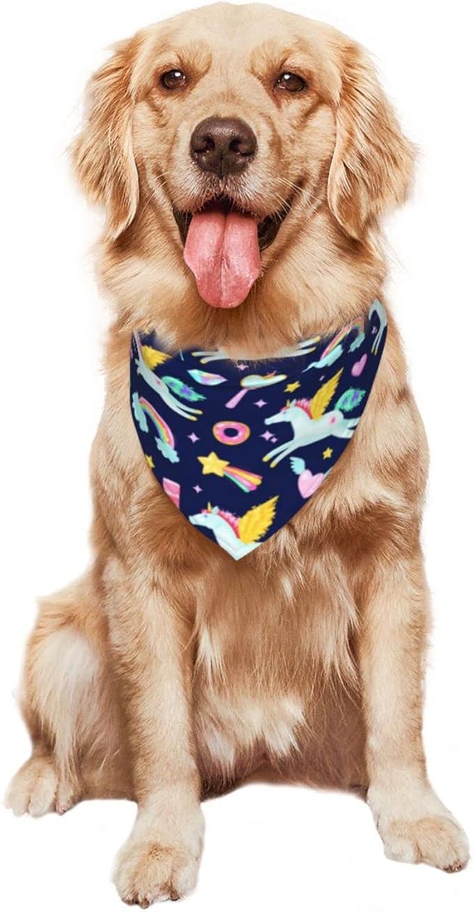 Unicorn Rainbow Stars Dog Bandana Scarf Triangle Bibs Pet Accessories Cat Kerchief