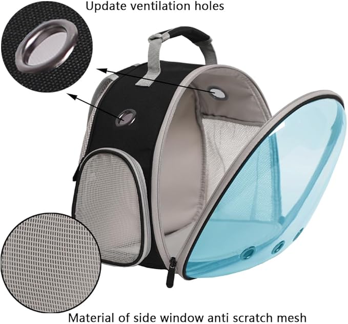 Bearded Dragon Travel Backpack with Harness and Leash Set,Lizard Backpack Travel Carrier,Space Capsule Clear Bubble Window Astronaut Reptile Carrier Backpack, Airline Approved