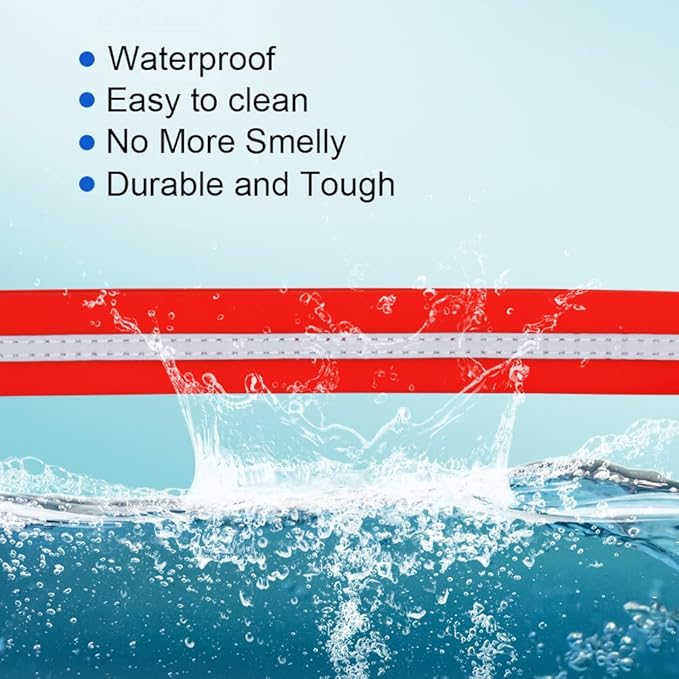 NIMBLE Dog Collar Waterproof Pet Collars Anti-Odor Durable Adjustable PVC & Polyester Soft with Reflective Cloth Stripe Basic Dog Collars S/M/L Sizes (Medium (11.81”-18.5”inches), Candy Red)