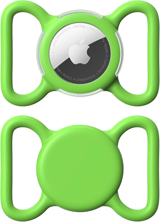 Waterproof Airtag Holder for Dog Collar, Soft Full-Body Protective Airtag Holder for Dog & Cat Collars, Ultra-Durable, Easy Installation, Lightweight Clear Airtag Case (Green, Large)