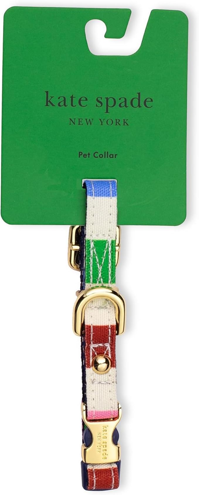 Kate Spade New York Cute Dog Collar with Gold Metal Buckle, Adjustable Collar for Female or Male Extra Small Dogs (Adventure Stripe)