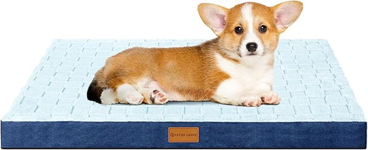 Patas Lague Orthopedic Dog Bed for Small Dogs, Waterproof Soft Warm Comfortable Egg Crate Foam Small Pet Beds Mat with Removable Washable Cover and Nonskid Bottom, 20''X15'' Blue