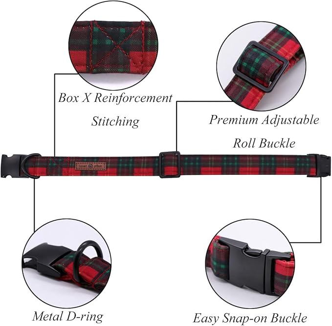 Lionet Paws Christmas Dog Collar with Sailor Bow, Bowtie for Dogs and Cats, Adjustable Comfortable Dog Collar Girl, XS, Neck 8-12 in