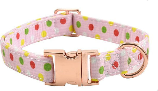 Metal Buckle Dog Collar, Durable Adjustable Dog Collar Soft for Small Medium Large Dogs (Pink Point, M(13-18in)