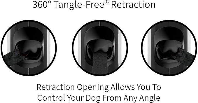 TUG 360° Tangle-Free Retractable Dog Leash with Anti-Slip Handle | 16 ft Strong Nylon Tape | One-Handed Brake, Pause, Lock (Large, Red)