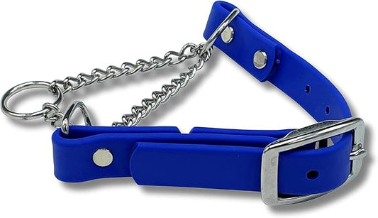 Martingale Collar for Dogs, Biothane, Stainless Steel Hardware, No Pull, Made in The USA, Professional Grade, Small, Blue