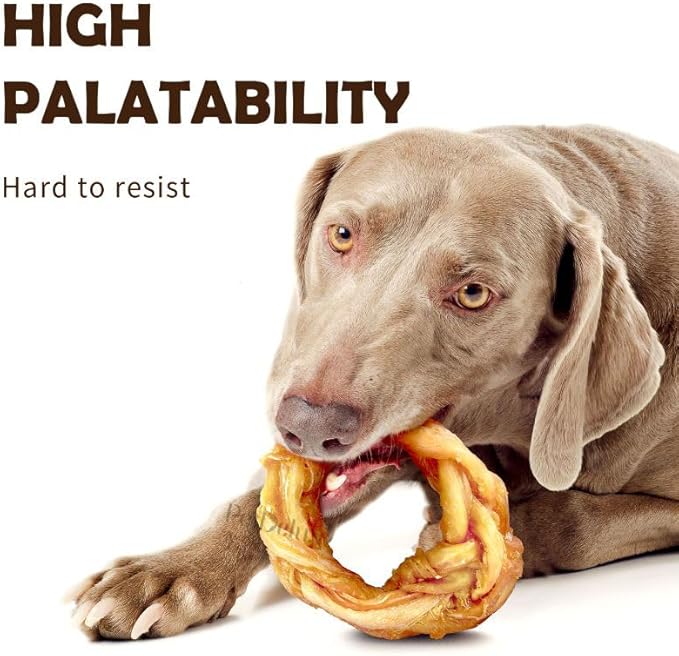 Turkey Tendons for Dogs, 100% Turkey and US Sourced Raw Material, Hypoallergenic, All Natural Human Grade Puppy Chew, Rawhide Alternative Dog Treats, 4 Units/Pack Ring (Small)