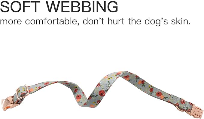 Metal Buckle Dog Collar, Durable Adjustable Dog Collar Soft for Small Medium Large Dogs (001-Flower11, L(15-23in))