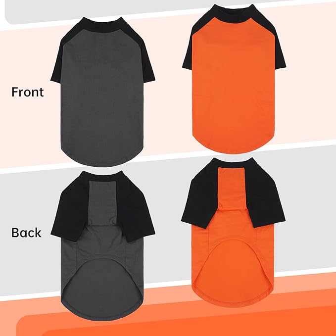 2 Pack Dog Shirts Pet Tshirt with Sleeves Soft Tank Top for Sensitive Skin Sun Protection, Breathable & Stretchy Dog Clothes for Small to Large Dogs Lightweight Summer Pet Outfit, Grey+Orange