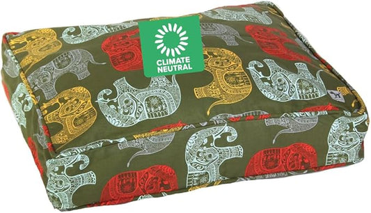 Molly Mutt Medium to Large Dog Bed Cover - Elephant Parade Print - Measures 27”x36”x5’’ - 100% Cotton - Durable - Breathable - Sustainable - Machine Washable Dog Bed Cover