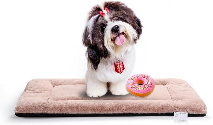 Ultra Soft Dog Bed & Kennel Pad for Small Dogs - Fit Metal Crates, Washable & Anti-Slip, Cozy Sleeping Mat - Pink, 24inch