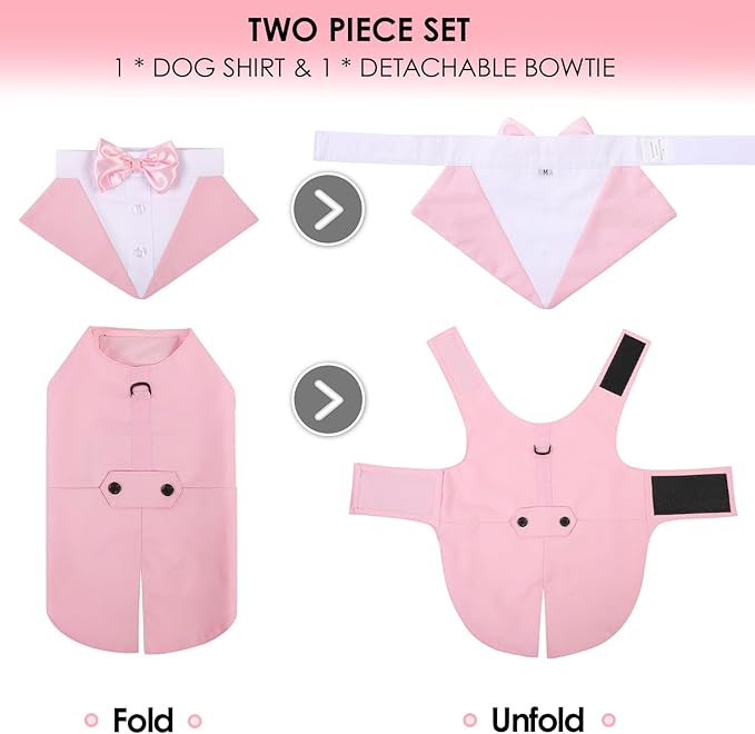 AOFITEE Dog Tuxedo Formal Dog Suit and Bandana Set, Gentle Dogs Wedding Party Suit Bow Tie Shirt, Tuxedo for Medium Dogs Costume Outfit with Detachable Bowtie Collar for Christmas Halloween Dress Up