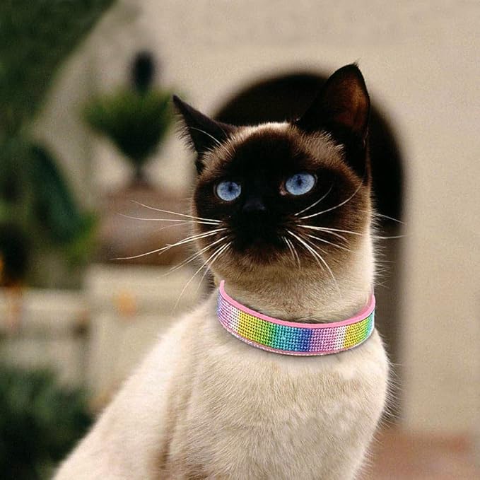Cute Dog Collar with Bling Rhinestone, Fancy Crystal Diamond Glitter Pretty Jewel Soft Cat Collars for Small Medium Large Breed Dogs Girl Female Pet Puppy Kitten Terrier (M, Pink3)