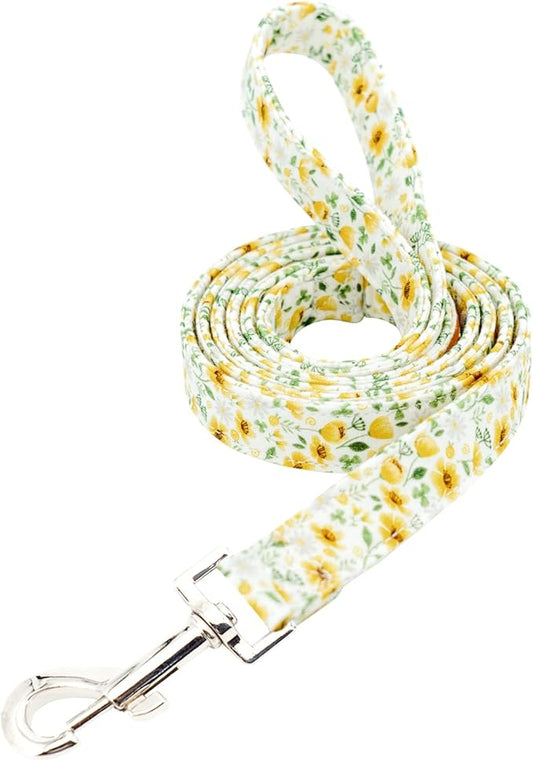 Tunkoo Dog Leash Floral with Soft Comfy Cotton Handle,Girl Pet for Small Medium Large Dogs Cats Daily Walking(Daisy Flowers,M)