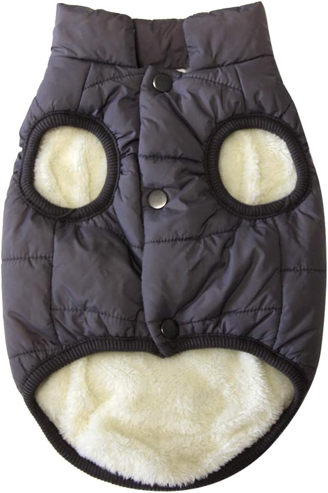 2 Layers Fleece Lined Warm Dog Jacket for Puppy Winter Cold Weather,Soft Windproof Small Dog Coat,Grey XS