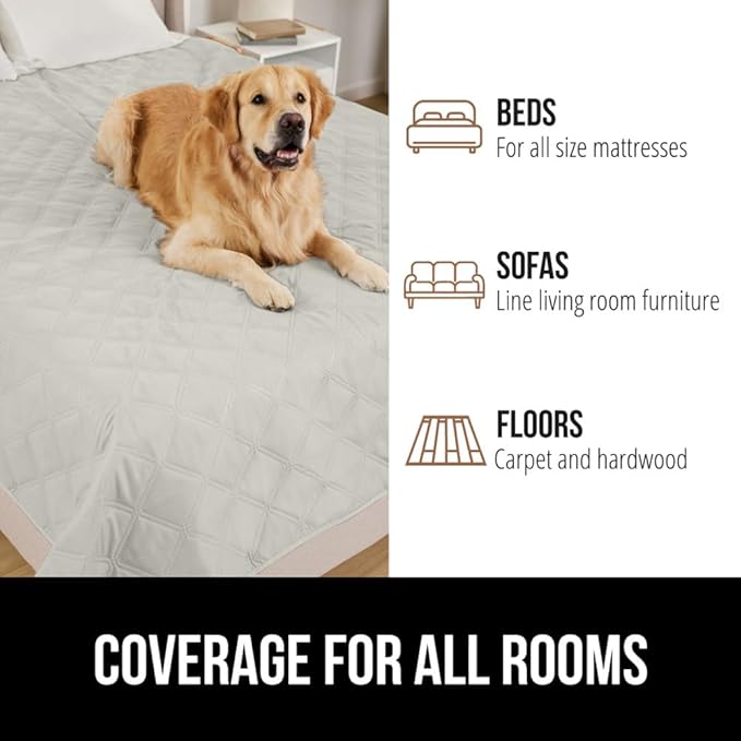 GORILLA GRIP Waterproof Dog Bed Cover 82x102, Pet Blanket for Furniture, Sofa, Couch, Crate, Car, Sofa Throw Essential for Cats and Dogs, Tear and Slip Resistant Leakproof Cushion Cover, Light Taupe