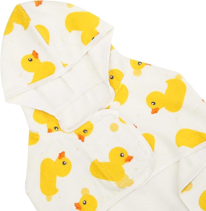 HDE Dog Bathrobe Super Absorbent Quick Drying Towel with Hood for All Dog Breeds Sizes S-XXL - White Rubber Ducks - XXL