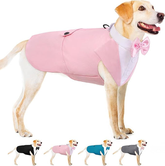 AOFITEE Dog Tuxedo Formal Dog Suit and Bandana Set, Gentle Dogs Wedding Party Suit Bow Tie Shirt, Tuxedo for Medium Dogs Costume Outfit with Detachable Bowtie Collar for Christmas Halloween Dress Up
