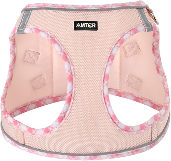 AMTOR Small Dog Harness with Leash Set, No Escape Easy Walk Puppy Harnesses for Training Walking, Step-in Reflective Soft Dogs Vest for XS S Medium Extra-Small Large Sized Dog(Pink,XS)