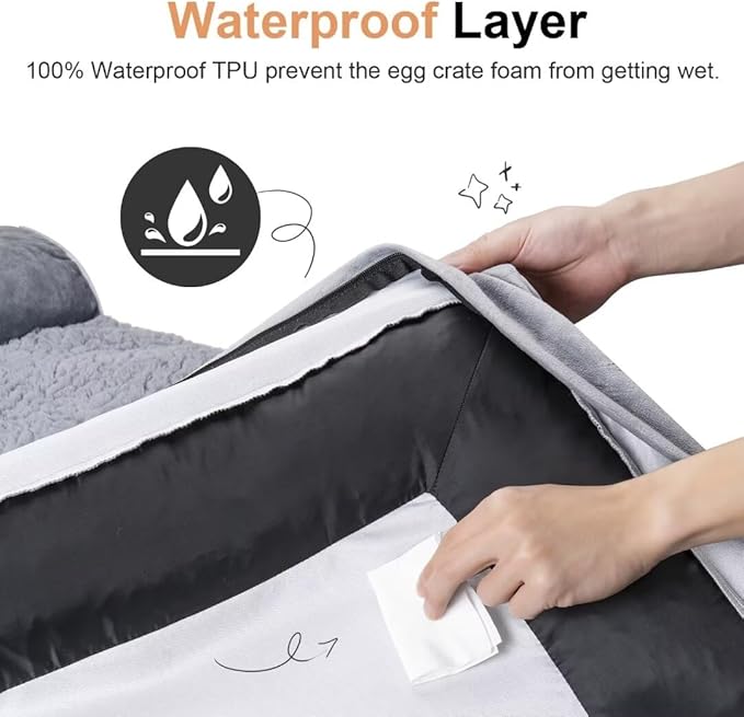 Large Dog Bed Orthopedic Washable: Beds Bolster XL Bed Big XLarge Dogs Memory Foam Couch Sofa Waterproof with Removable Cover