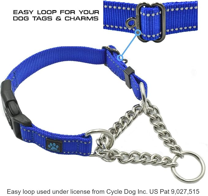 Max and Neo Stainless Steel Chain Martingale Collar - We Donate a Collar to a Dog Rescue for Every Collar Sold (X-Small, Teal)