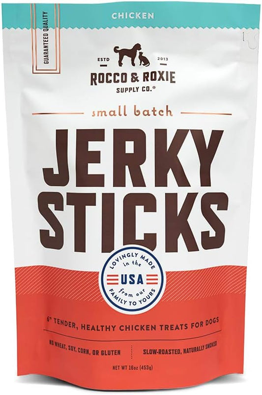 Rocco & Roxie - Jerky Dog Treats Made in USA – Puppy Supplies - Healthy Treats for Potty Training - High Value Real Meat Slow Roasted Snacks for Small, Medium and Large Dogs and Puppies - Soft Chews