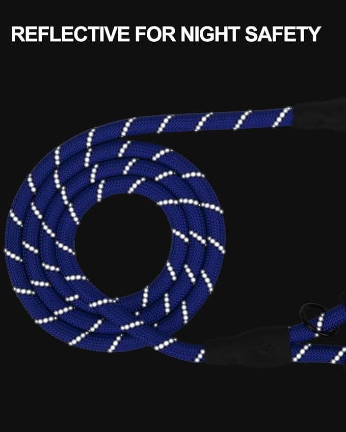 Joytale Reflective Dog Leash, Heavy Duty Nylon Rope with Poop Bag Holder, Highly Reflective Threads Leashes for Small Dogs, Navyblue, 6'×3/8''