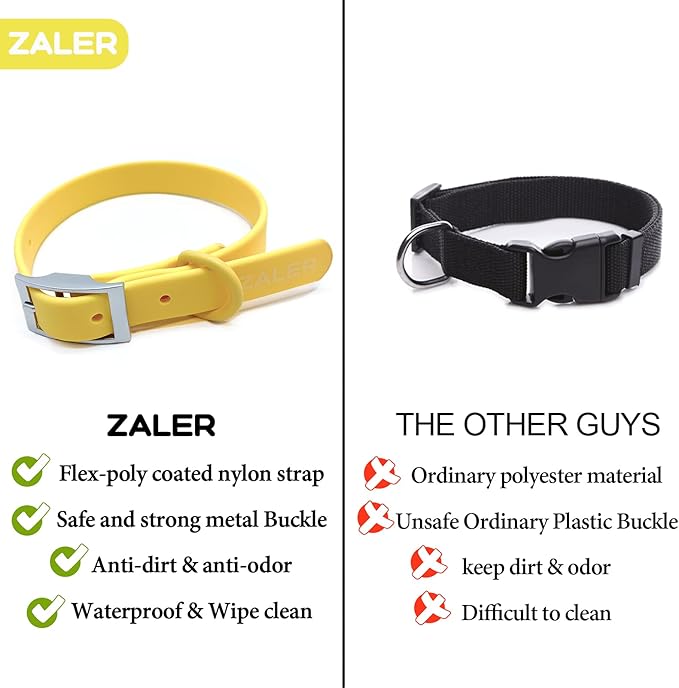 ZALER Waterproof Dog Collar, Adjustable Odor Proof Dog Collars Easy to Clean, Soft Comfortable Pet Collars for Large, Medium Small Dogs (XS, Butter Yellow, 1pc)