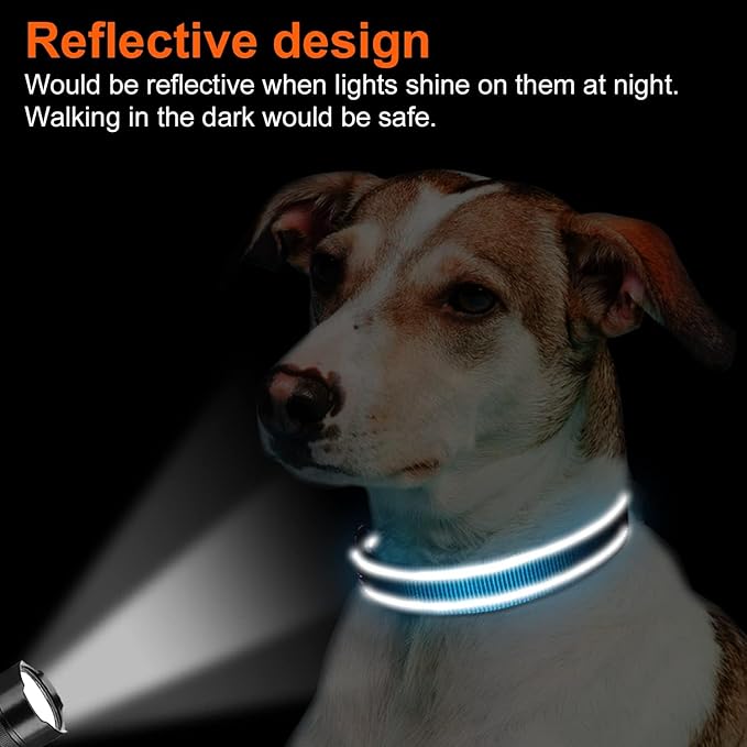 Joytale Reflective Dog Collar,Soft Neoprene Padded Breathable Nylon Pet Collar Adjustable for Small Dogs,Sky Blue,S