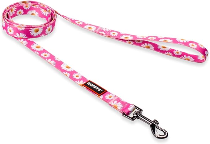 QQPETS Dog Harness Leash Set Adjustable Heavy Duty No Pull Halter Harnesses for Small Medium Large Breed Dogs Back Clip Anti-Twist Perfect for Walking (S(14"-20" Chest Girth), Daisy)