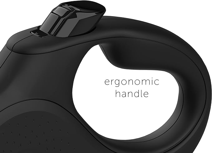TUG Monochrome XL 360° Tangle-Free Retractable Dog Leash | 26 ft Strong Nylon Tape | One-Handed Brake, Pause, Lock (Extra Large, Black)