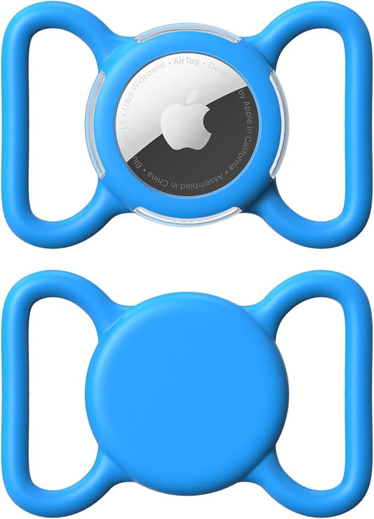 Waterproof Airtag Holder for Dog Collar, Soft Full-Body Protective Airtag Holder for Dog & Cat Collars, Ultra-Durable, Easy Installation, Lightweight Clear Airtag Case (Blue, Large)