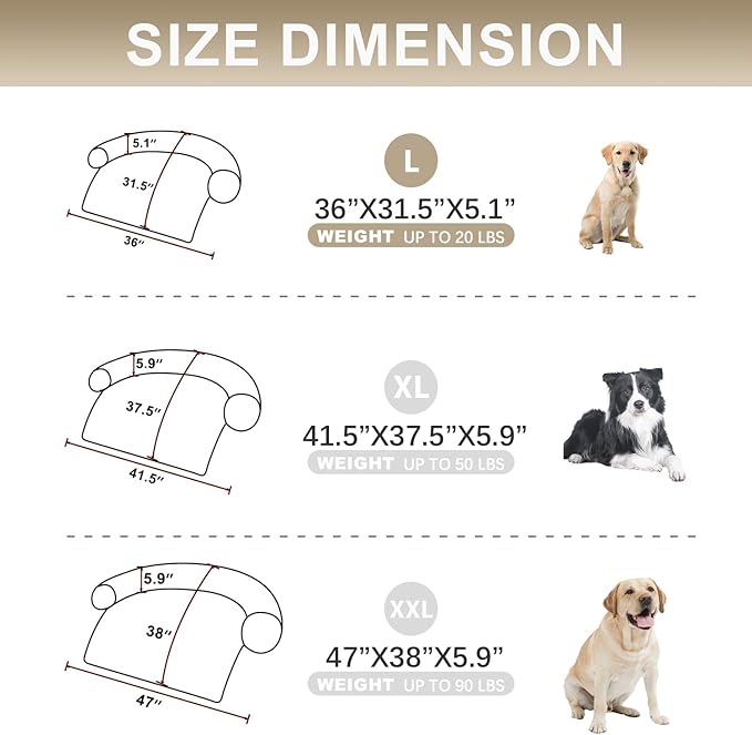 Tinaco Luxurious Calming Dogs/Cats Bed Mats, Washable Removable Couch Cover, Plush Long Fur Mat, Waterproof Lining, Perfect for Small, Medium and Large Pets (Gradient Brown, L)