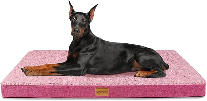 Patas Lague Orthopedic Jumbo Dog Bed for Extra Large Dogs 56''X40'', Soft Comfortable Waterproof Egg Crate Foam Jumbo Pet Beds Mat with Removable Washable Cover, Pink