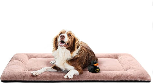 Extra Large Dog Bed & Pad for Metal Crates, Ultra Soft & Washable, Anti-Slip Kennel Mat, Pink, 48"
