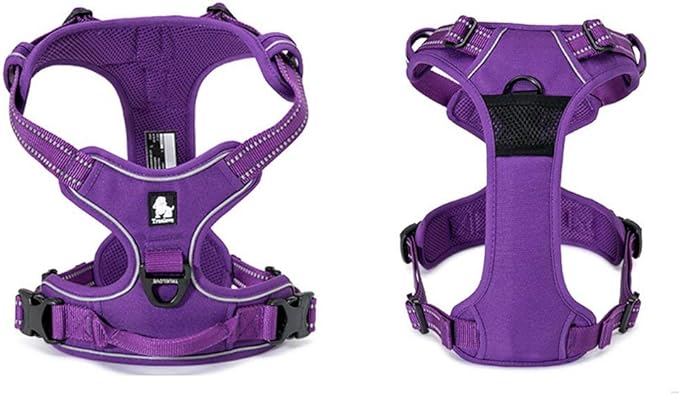 TRUE LOVE Adjustable No-Pull Dog Harness Reflective Pup Vest Harnesses Comfortable Control Brilliant Colors Truelove TLH5651(Purple,M)